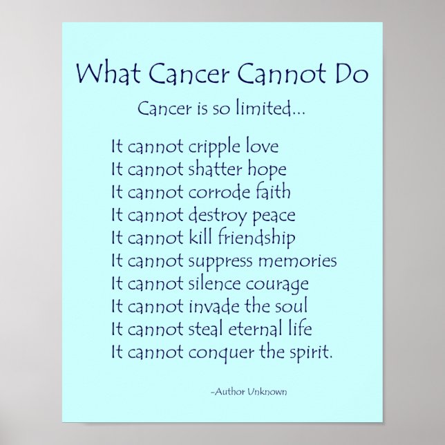 Que Cancer Não Pode Fazer Poem Poster Impressão (Frente)