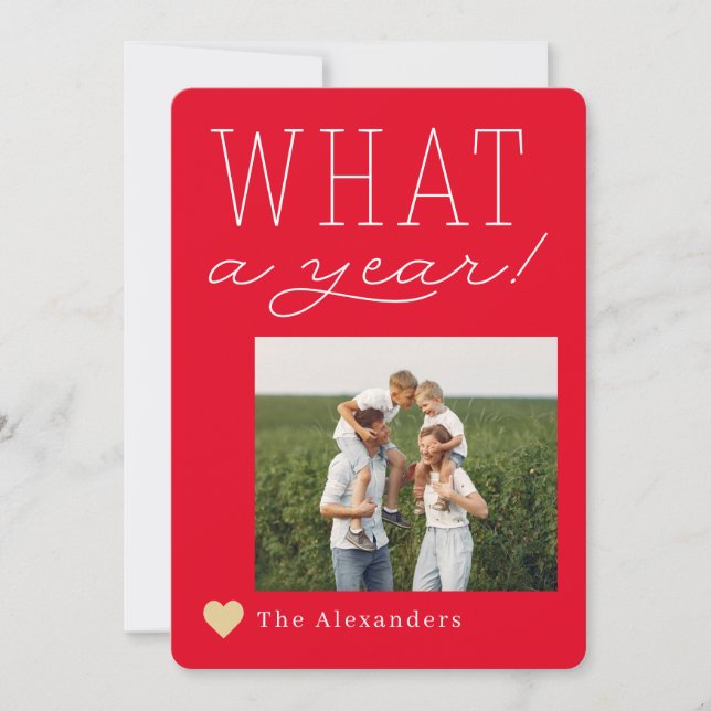 Que Cartão com fotos De Férias De Um Ano (Frente)