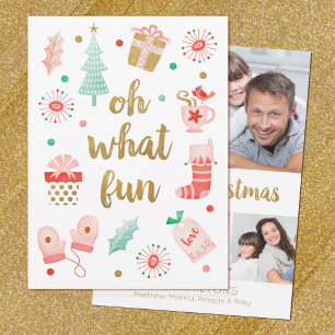 Que Cartões de foto de Natal Dourado de Script Div