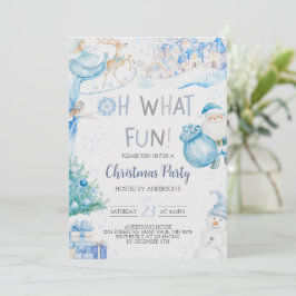 Que Convite de festas de Natal Azul Divertido