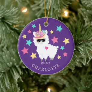 Que Enfeites de natal Star Llama Unicorn
