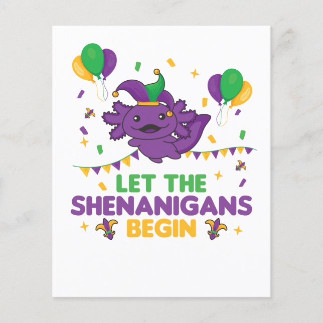 Que Os Shenanigans Comecem A Mardi Gras Axolotl (Frente)