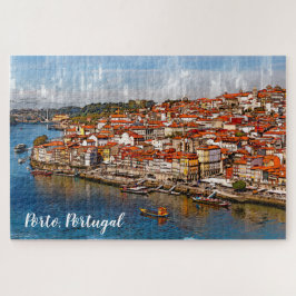 Quebra-cabeça С paisagem do Porto, rio Douro. Portugal.Camiseta