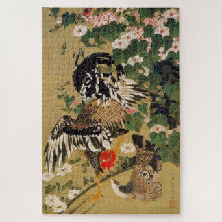 QUEBRA-CABEÇA 動 植 綵 絵(10)芙 蓉 双 鶏 図, 伊 藤