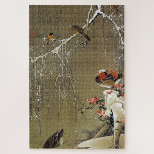 QUEBRA-CABEÇA 動 植 綵 絵(3) 雪 中 鴛 鴦 図, 伊 藤 