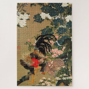 QUEBRA-CABEÇA 動 植 綵 絵(6) 紫 陽 花 双 鶏 図, 伊 