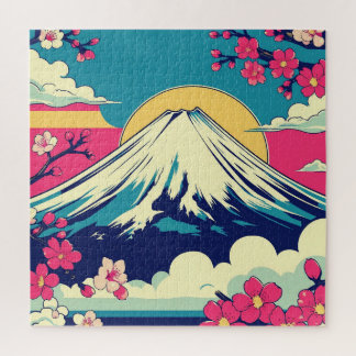 QUEBRA-CABEÇA 富士山と桜のポップアートパズル 和モダンな風景