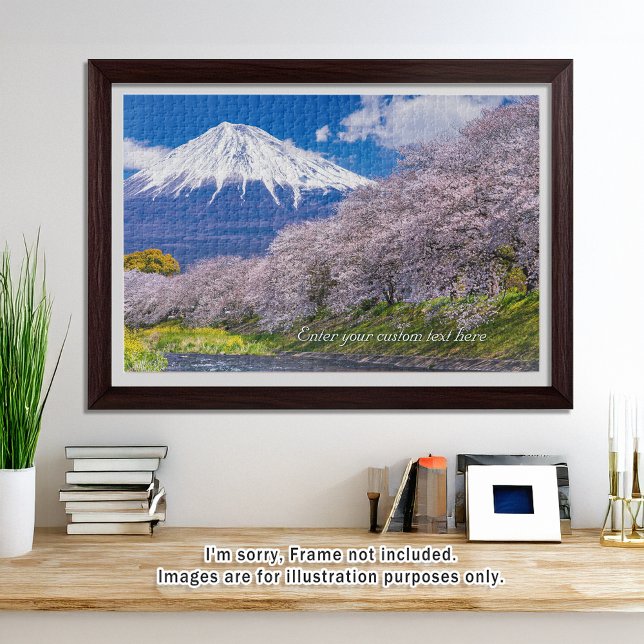 Quebra-cabeça [1014] Mt.Fuji – Morning Light on the Cherry Path (An image of a puzzle displayed in a bright and open room. // 明るく風通しの良い部屋を飾ったときのイメージ)