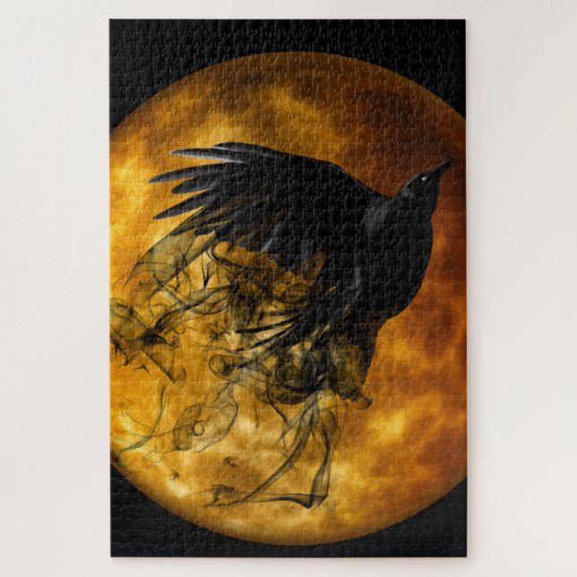 Quebra-cabeça 1014 pcs "Crow and Moon Jigsee" (Vertical)