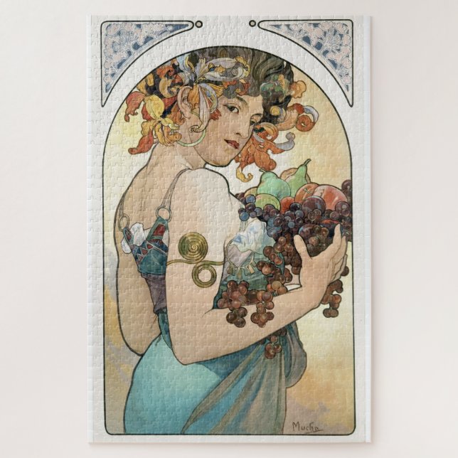 Quebra-cabeça 1014 Puzzle - Senhora Com Uvas Mucha (Vertical)