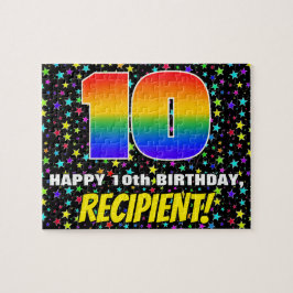 Quebra-cabeça 10.º Aniversário — Padrão Colorido e Divertido de