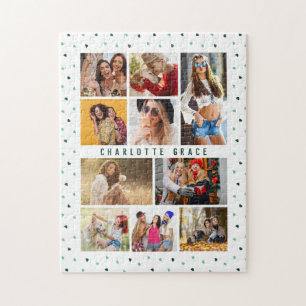 Quebra-cabeça 10 Foto Moderno Verde Amor Romântico Nome