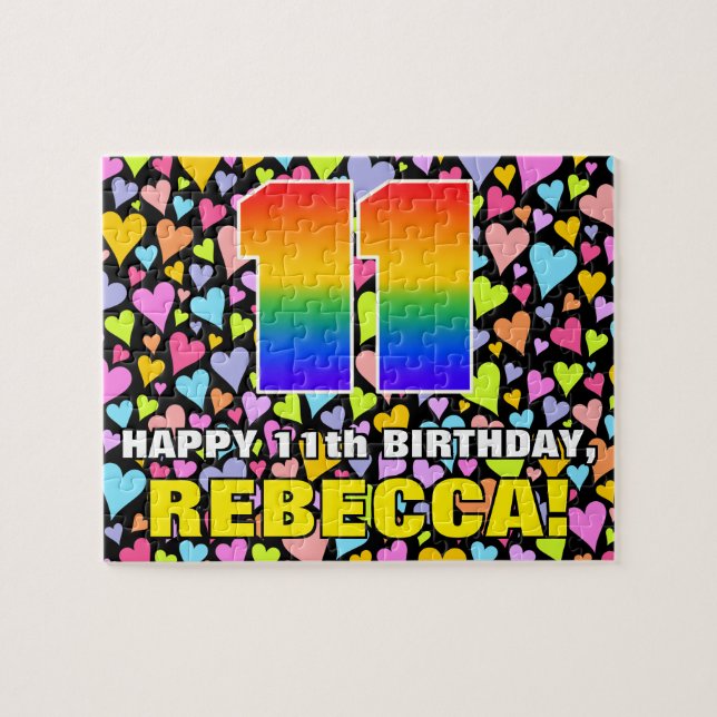 Quebra-cabeça 11 de Aniversário — Diversão, Amores Formas Cardía (Horizontal)
