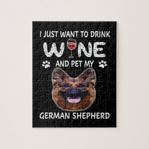 Quebra-cabeça 11 I just Want to Drink Wine And Pet My German She