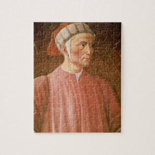 Quebra-cabeça 1265-1321) detalhes de seu busto, franco de Dante