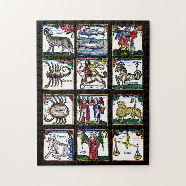 Quebra-cabeça 12 Símbolos do Zodíaco Símbolos da astrologia de A (Vertical)