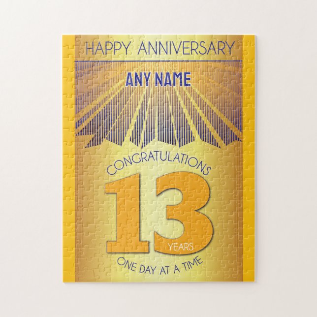 Quebra-cabeça 13 Anos | AA Aniversário Personalizado de 12 Passo (Vertical)