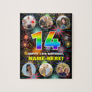 Quebra-cabeça 14 Birthday: Rainbow # divertido, nome personaliza