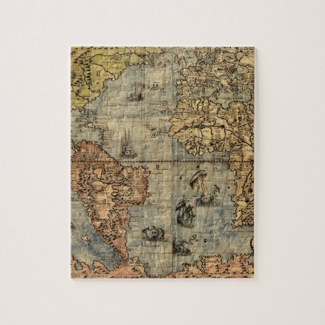 Quebra-cabeça 1565 Forlani AntiquevMapa Renascentista Mundial (Vertical)