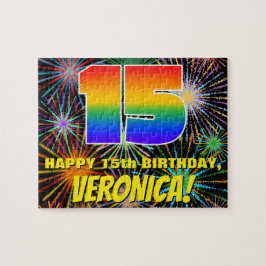Quebra-cabeça 15 Birthday: fogos de artifício coloridos e divert