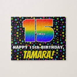 Quebra-cabeça 15 Birthday — Padrão Colorido e Divertido de Estre
