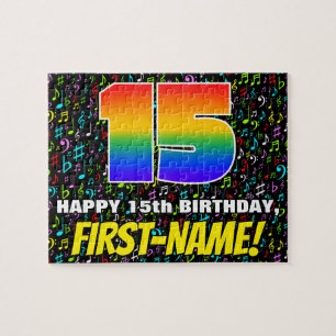 Quebra-cabeça 15 Birthday — Símbolos de Música Coloridos e Diver