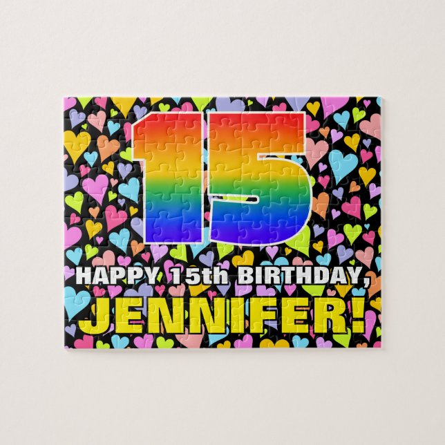 Quebra-cabeça 15 de Aniversário — Diversão, Amores Formas Cardía (Horizontal)