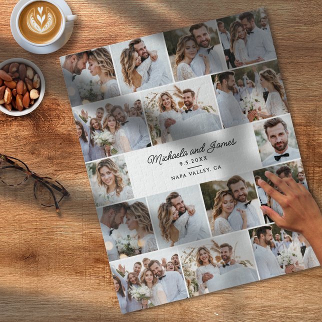 Quebra-cabeça 16-Foto Colagem Casamento/Aniversário 520 Peça (Criador carregado)