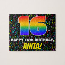 16.o aniversário — Símbolos musicais divertidos e 