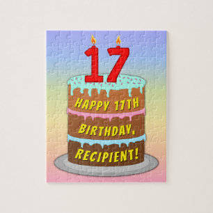 Quebra-cabeça 17º aniversário: Bolo e Velas Divertidas + Nome Pe