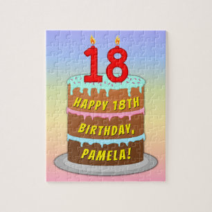 Quebra-cabeça 18º aniversário: Bolo e Velas Divertidas + Nome Pe
