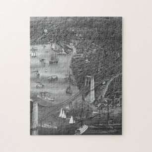Quebra-cabeça 1879 do mapa de Brooklyn do vintage