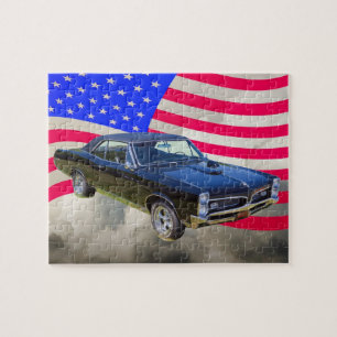 Quebra-cabeça 1967 Pontiac GTO e bandeira americana