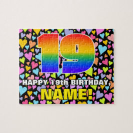 Quebra-cabeça 19.o aniversário — Diversão, formas cardíacas ador