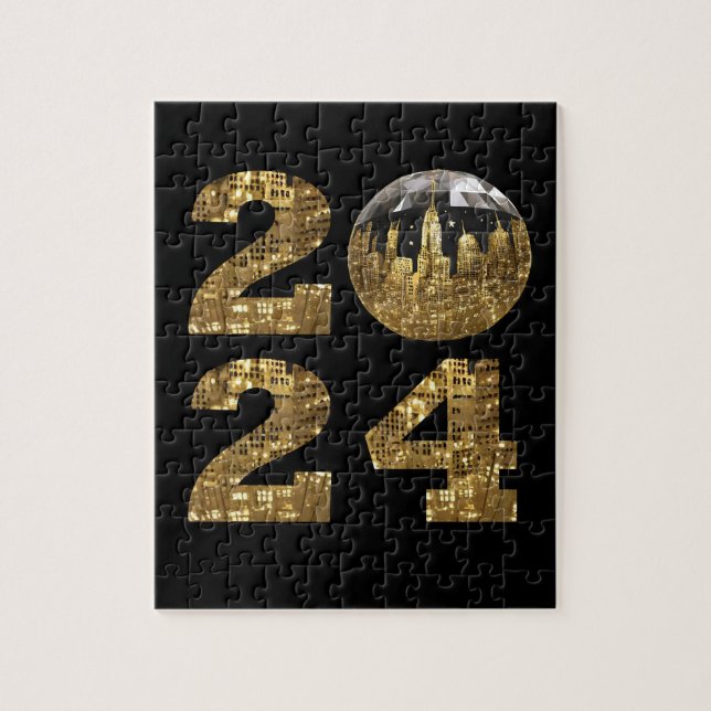 Quebra-cabeça 2024 Anos novos-Ball-NYC Dourado- (Vertical)