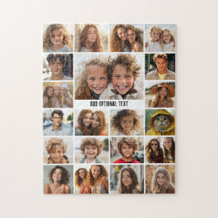Quebra-cabeça 21 Colagem de Fotos - Texto Personalizado - Preto 