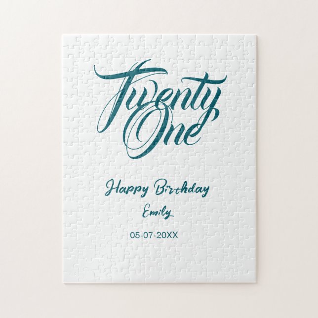 Quebra-cabeça 21st birthday add name date year blue template thi (Vertical)