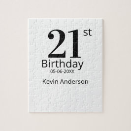 Quebra-cabeça 21st birthday bold letter name date simple man boy
