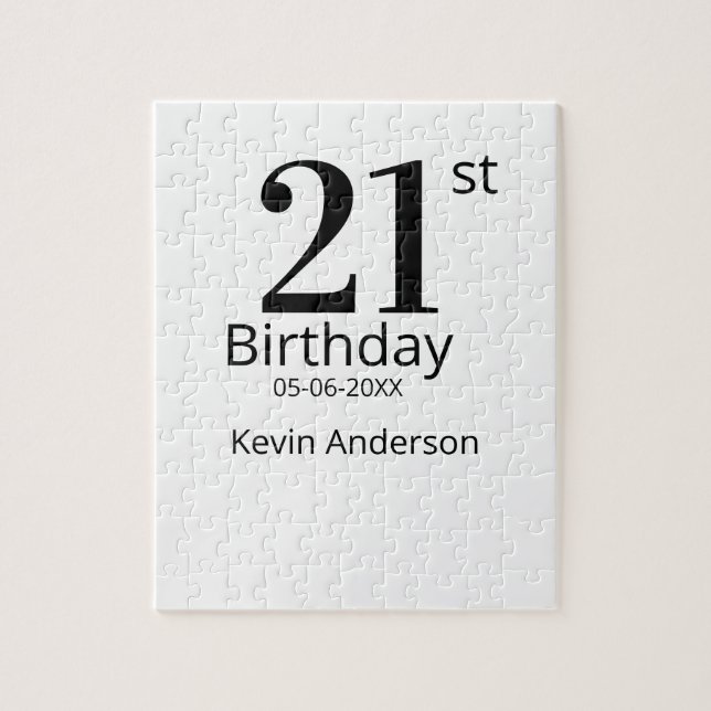 Quebra-cabeça 21st birthday bold letter name date simple man boy (Vertical)