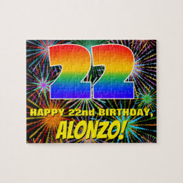 Quebra-cabeça 22º aniversário: Fogos de artifício coloridos e di