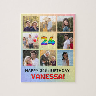 Quebra-cabeça 24 de aniversário: Divertido Rainbow #, nome perso