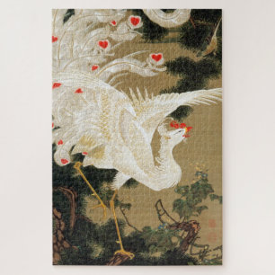 Quebra-cabeça 25. 老 松 鳳 図, 若 冲 Pine-tree e Phoenix,