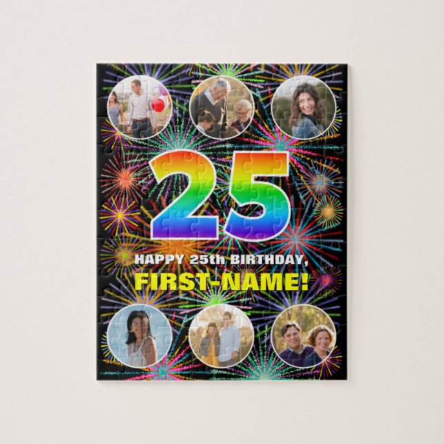 Quebra-cabeça 25 Birthday: Rainbow # divertido, nome personaliza (Vertical)