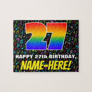 Quebra-cabeça 27.o aniversário — Símbolos musicais divertidos e 