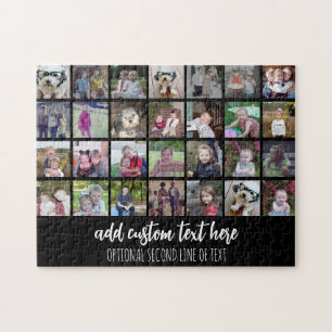 Quebra-cabeça 28 Photo Collage Grid - 2 Text boxes - black white