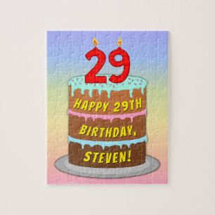Quebra-cabeça 29.º Aniversário: Bolo e Velas Divertidas + Nome P