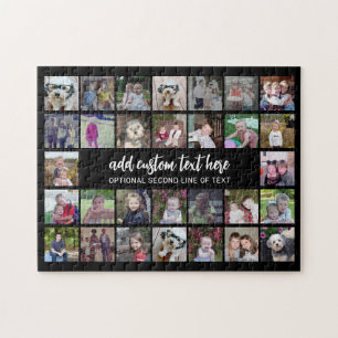 Quebra-cabeça 30 Photo Collage Grid - 2 Text boxes - black white