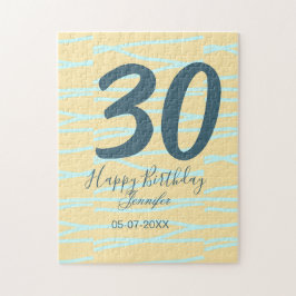 Quebra-cabeça 30th birthday add name date year yellow blue paste