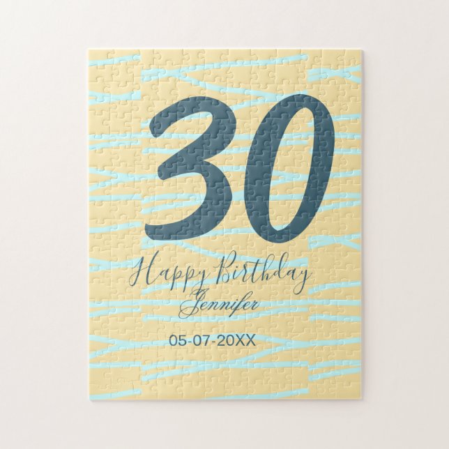 Quebra-cabeça 30th birthday add name date year yellow blue paste (Vertical)