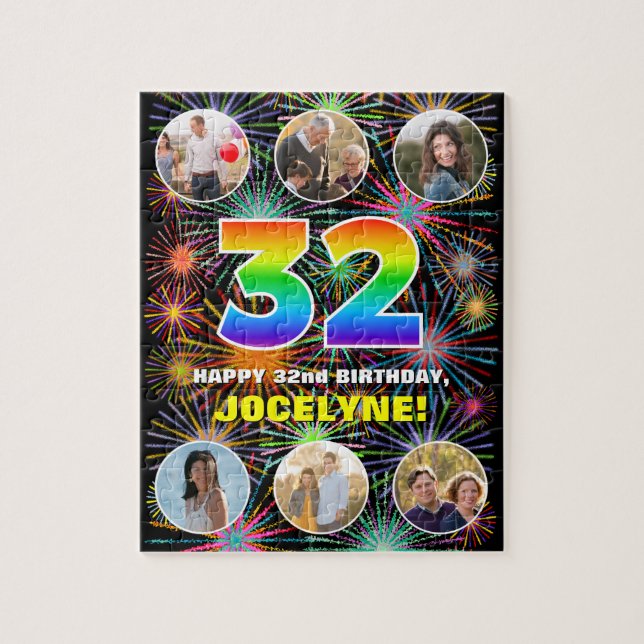 Quebra-cabeça 32º aniversário: Divertido Rainbow #, Personalizad (Vertical)